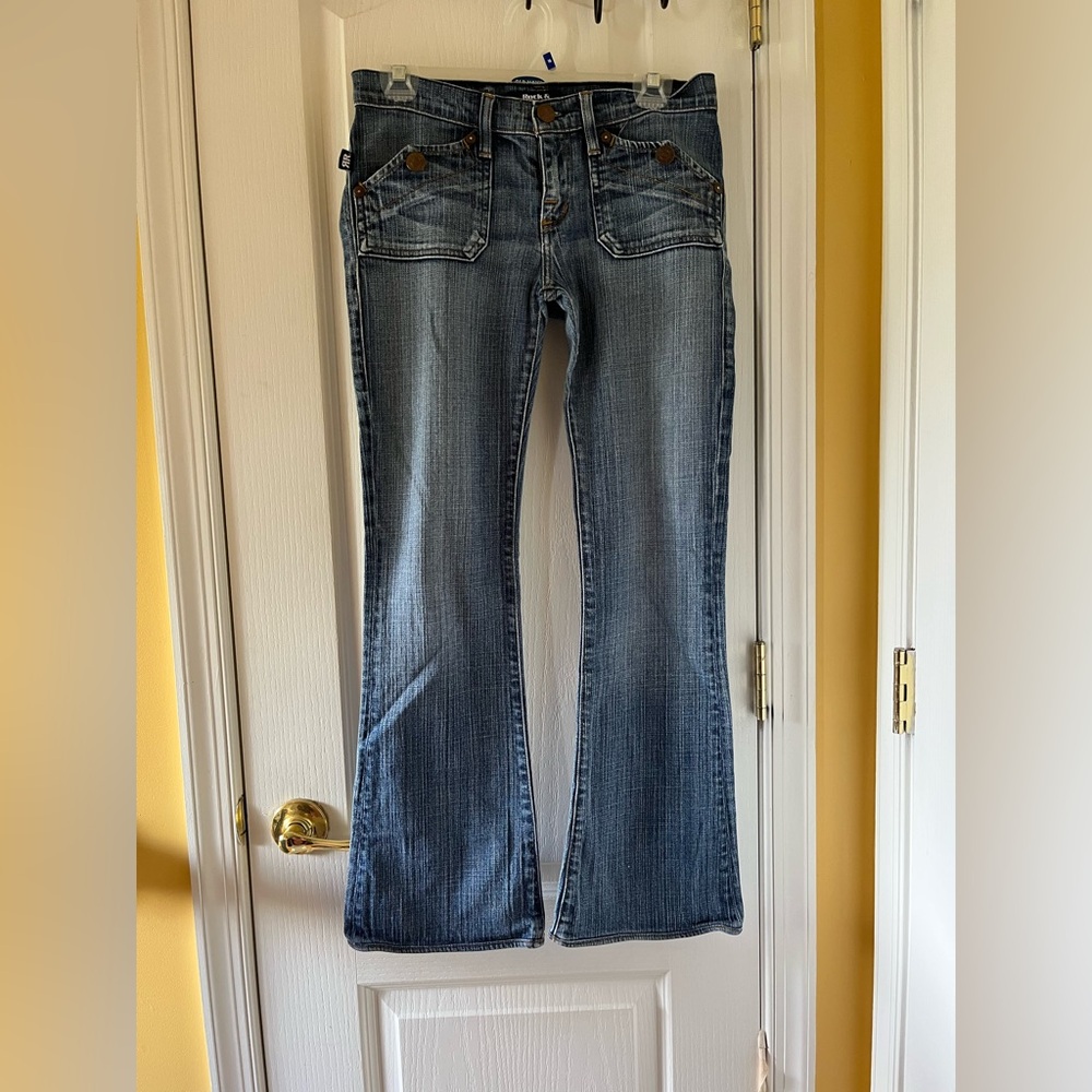 Rock & Republic Blue Flare Wide Leg Jeans